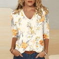 thumbnail image 1 of MAIHAN 3/4 Length Sleeve Womens Tops Loose Fit Casual Blouse V Neck Tops for Women Summer Lightweight Work Top Beach Cover Up(#15Beige,XL), 1 of 4