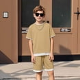 thumbnail image 1 of MAIHAN Boy Summer Clothes Soft Comfy 2 Pieces Sets T-Shirt and Shorts Cotton Summer Outfits Sets(Gold,8-9 Years), 1 of 4