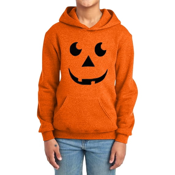 MAIHAN Boys Halloween Print Hoodie - Kids Graphic Pullover Sweatshirt, Halloween Themed Clothing Soft Comfortable Casual Outfit with Adjustable Hood for Ages 1-14 Years(Orange,13-14 Years)