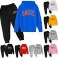 thumbnail image 1 of MAIHAN Boys Outfits Set Autumn Winter Hoodie Pullover Popular Printed Long Sleeve Casual Letter Outfit for Kids(Red,4-5 Years), 1 of 3