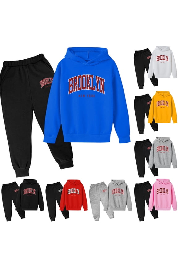 Boys Outfits Set Autumn Winter Hoodie Pullover Popular Printed Long Sleeve Casual Letter Outfit for Kids(White,11-12 Years)