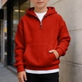 thumbnail image 1 of MAIHAN Boys Quarter Zip Hoodies,Waffle Knit Kids Long Sleeve Hooded Sweatshirts Pullover Tops Clothes Soft Casual Athletic Top for Kids(Red,5-6 Years), 1 of 4
