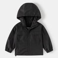thumbnail image 1 of MAIHAN-Boys' Solid Color Windbreaker Jacket - Lightweight Hooded Zipper Coat for Fall, Hooded Zipper Coat for School & Outdoor, Water-Resistant Polyester Jacket(Black,2-3Years), 1 of 8
