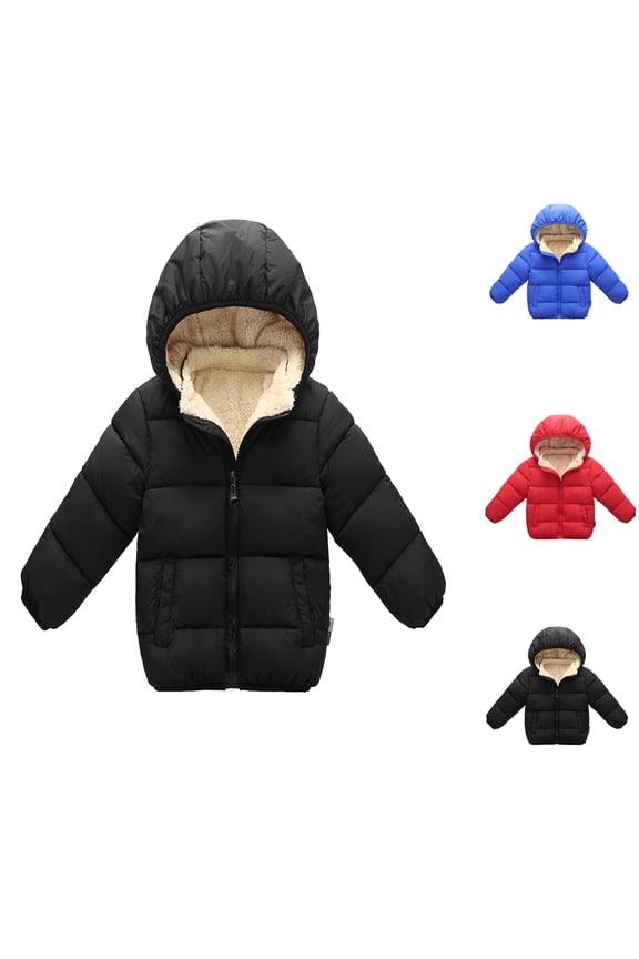 Christmas Winter Hooded Coat Toddler Little Girl Boy Lined Down Jacket for 2-7T Kids(Black,2-3Years)