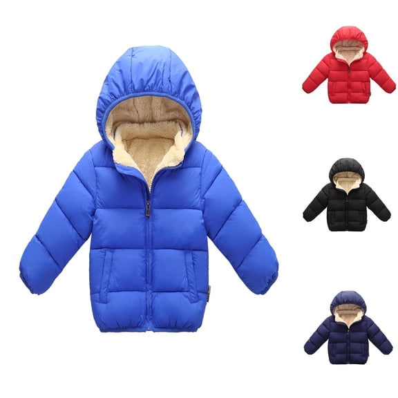 MAIHAN Christmas Winter Hooded Coat Toddler Little Girl Boy Lined Down Jacket for 2-11T Kids(Blue,18-24Months)