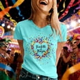thumbnail image 1 of MAIHAN Cotton V Neck T Shirts Women Casual Summer Funny Printed Graphic Shirts Short Sleeve Spring Summer Tops Cute Trendy Tunic Blouses, 1 of 3