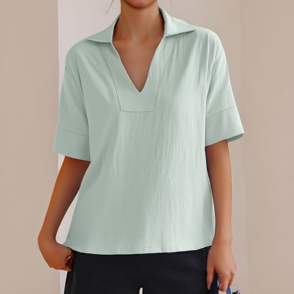 MAIHAN Cotton V Neck T Shirts Women Summer Tops 2026 Spring Trendy Casual Soft Basic Tees Short Sleeve Spring Summer Tops Cotton Tee Shirts for Women