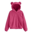 thumbnail image 1 of MAIHAN-Cute Bear Ears Hoodie, Unisex Fleece Pullover with Cozy Hood, Plush Winter Sweatshirt for Men & Women, Hoodie Long Sleeve Soft Warm Fleece Homewear(Hot Pink,S), 1 of 5