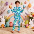 thumbnail image 1 of MAIHAN Easter Pajamas Kids Girls Pajama Boys Long Sleeve Top and Pants Set, Soft Sleepwear for Holiday Family Matching Loungewear(Blue,5-6 Years), 1 of 4