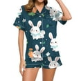 thumbnail image 1 of MAIHAN Easter Pajamas Womens Pajamas Set Button Down Short Sleeve Pajama Sleepwear Collar Nightshirt Casual Lounge Wear Top and Shorts(Pink,S), 1 of 5