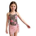 thumbnail image 1 of MAIHAN Girl's One Piece Swimsuit with Cover Up Skirt Floral Leopard Print Ruched Bathing Suit, High Waist Tankini Top and Detachable Ruffle Skirt(Multicolour,10-11 Years), 1 of 7