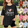 thumbnail image 1 of MAIHAN Girls 250 Anniversary USA Shirt 250 Anniversary America Merchandise Tshirt Shirts 4th of July Outfits Patriotic Tees(Shirt PrintA,Black,5-6 Years), 1 of 5