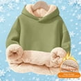 thumbnail image 1 of MAIHAN-Girls Hooded Sweatshirt, Soft Sherpa Lined Pullover for Kids 3-16 Years, Cozy Warm Jacket Top for Cold Weather Outdoor Play(Army Green,3-4Years), 1 of 4
