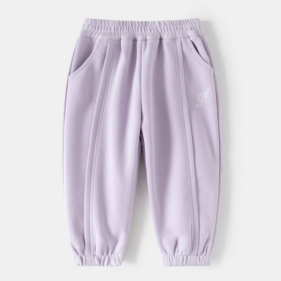 MAIHAN-Girls'Spring Autumn Sportswear Pants,Kids'Ankle Sweatpants,Soft Stretchy Comfortable Casual Jogging Pants,Elastic Long Pants,Girls'Daily Sports Versatile Pants(Purple,9-10 Years)