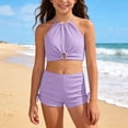 thumbnail image 1 of MAIHAN Girls Swimsuit Two Piece Tankini Swimsuits with Boyshort Adjustable Ruched Bathing Suit Summer Swimwear(Purple,13-14 Years), 1 of 7