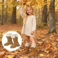 thumbnail image 1 of MAIHAN-Girls Western Boots Foldable Shaft Mid Heel Riding Boots For Children 3.5-11 Years Casual Wear Durable Microfiber Leather Side Zipper Comfortable Insole All Season Footwear(Brown,11.5), 1 of 9