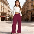 thumbnail image 1 of MAIHAN Girls Wide Leg Sweatpants High Waisted Baggy Interior Soft Casua Joggers Straight Leg Sweat Pants with Pockets(Brick Red,7_8 Years), 1 of 5