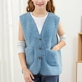 thumbnail image 1 of HUAXUN-Girls Winter Vest Jacket Toddler Puffer Vest Boys Girls Vest Puffy Sleeveless Jacket Coat Loose Fit Padded Sleeveless Coat with Pockets for Kids 5-14 Years(Blue,5-6Years), 1 of 5