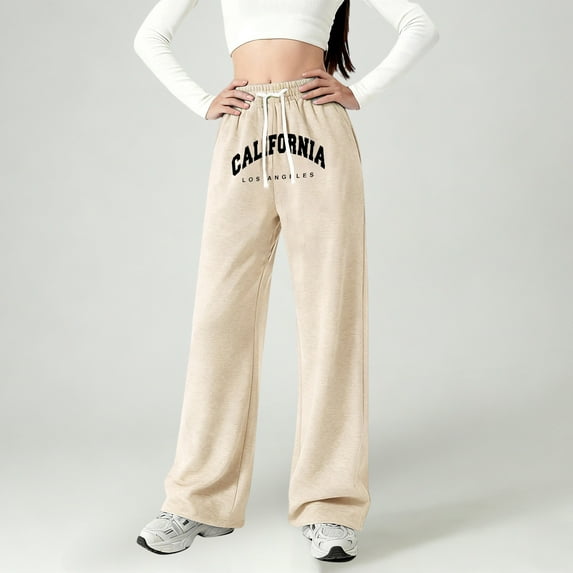 MAIHAN Grils Baggy Sweatpants Bow Wide Leg Cute Bow Print Wide Leg Pants Elastic Waistband Trendy Joggers with Pockets(Khaki,11-12 Years)