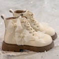 thumbnail image 1 of MAIHAN-IBGirls' Boots Kids Warm Bowknot Boots 3-11 Years, Girls Pearl Decor Fleece Lined Ankle Boots, Autumn Winter Stylish Footwea(Beige,12.5), 1 of 8