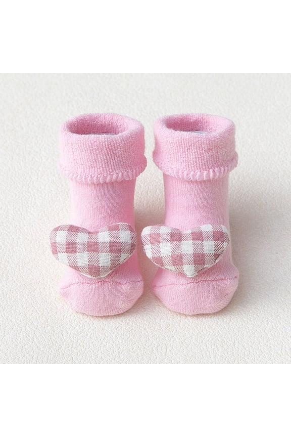 -Infant Crew Socks for 0-3 Years Old, Baby Winter Warm Socks with Cartoon Patterns, Breathable Non-Slip Socks in S/M Sizes(F,0-1Years)