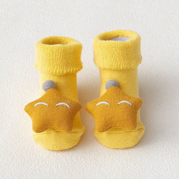 MAIHAN-Infant Crew Socks for 0-3 Years Old, Baby Winter Warm Socks with Cartoon Patterns, Breathable Non-Slip Socks in S/M Sizes(J,1-3Years)