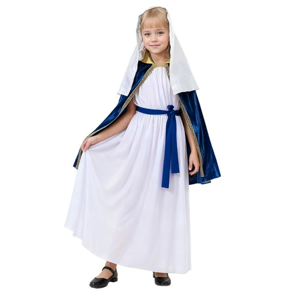 MAIHAN-Kids Medieval Shepherd Outfit - Traditional Tunic Set with Pants for Historical Play & Dress-Up(Blue2,10-13 Years)