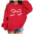 thumbnail image 1 of MAIHAN-Kids Pullover Hoodie with Printed Bow Tie, Boys Girls Long Sleeve Casual Sweatshirt, Front Pocket Cute Pullovers Tops Hooded Jacket for Children 3-14 Years(Red5,4-5Years), 1 of 7