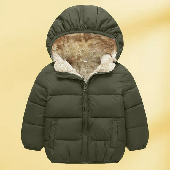 MAIHAN-Kids Winter Hooded Coat, Thick Warm Jacket for Toddlers Boys Girls 1-6 Years, oddler Winter Jacket Baby Boy Coat Light Boys Coats Girls Snow Fleece Jackets(Army Green,2-3Years)