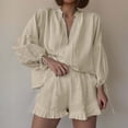 thumbnail image 1 of MAIHAN Linen Shorts Sets Women 2 Piece Outfits Button Down Shirt and Drawstring Shorts Women Shorts Sets Outfits Vacation Outfit Two Piece Outfit, 1 of 4