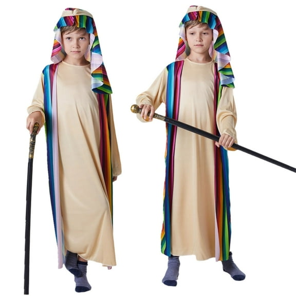 MAIHAN- Shepherd Outfit for Kids - 2-Piece Set with Scarf & Romper for Historical Role Play(Beige3,3-5Years)