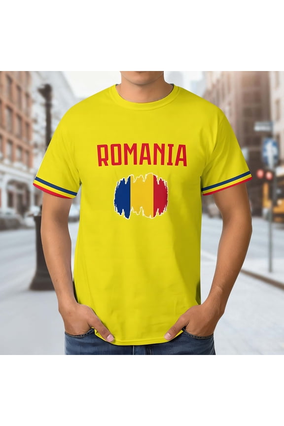 Men's Graphic Tux Print Short Sleeve T-Shirt,Soccer National T-Shirt Uniforms Printing Short Sleeve Shirts for Men Fans Apparel Gifts(#10Yellow,S)