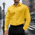 thumbnail image 1 of MAIHAN Men's Long Sleeve Button Up Shirts Solid Slim Fit Casual Business Formal Dress Shirt Long Sleeve Lapel Neck Shirts(Yellow,XXXXXXL), 1 of 4