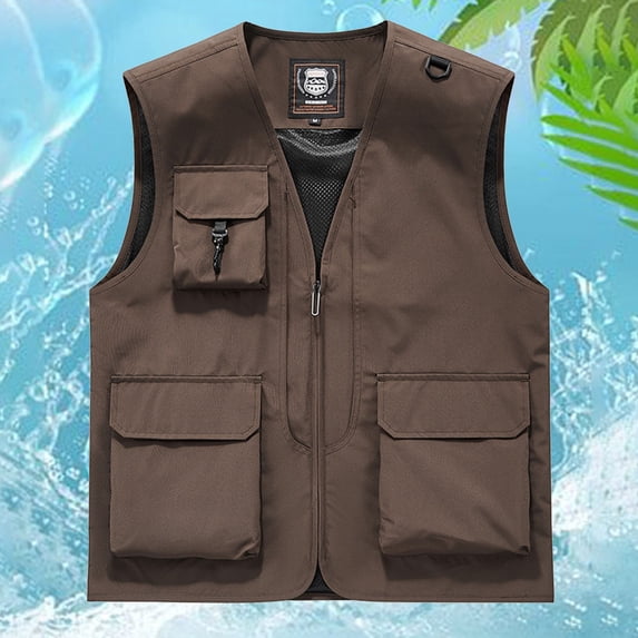 MAIHAN Men's Multi-Pocket Outdoor Vest, Breathable Mesh Lined Utility Vest for Photography, Fishing, Hiking & Work