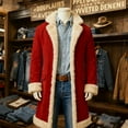 thumbnail image 1 of MAIHAN-Men's Solid Color Winter Anorak Coat -Winter Hooded Cardigan, Christmas Couples Warm Jacket, Christmas Hooded Cardigan Open Front Sweater(B-Red,L), 1 of 7