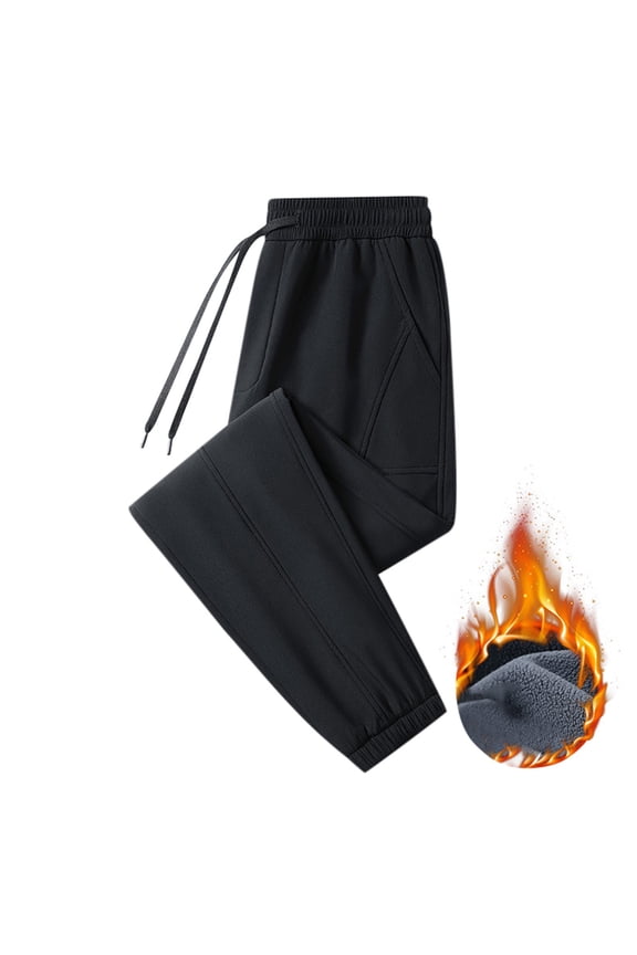 -Men's Windproof Waterproof Winter Warm Jogger Pant - Lined Hiking Pants - Warm Sweatpants Thermal Outdoor Trousers for Fall & Winter Outdoor Activities(Black,M)
