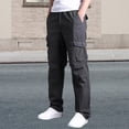 thumbnail image 1 of MAIHAN Mens Retro Cargo Pants American Style Loose Fit Straight Leg Workwear Trousers Multi-Pocket Outdoor Casual Pant(Grey,XXXXL), 1 of 7