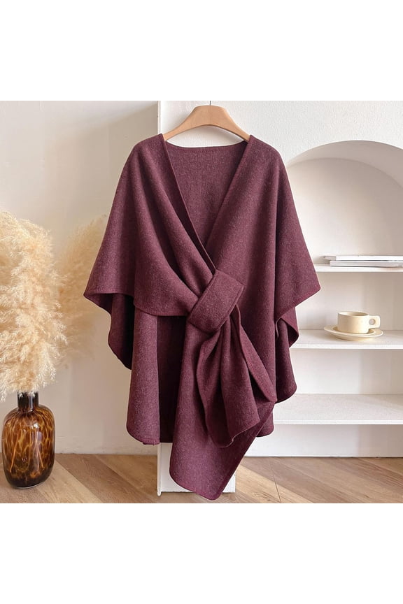 Shawl Wraps for Women,Elegant Knitted Cape Shawl,Open Front Wrap Cardigan,Long Loose Fit Duster Coat,Soft Cover Up for Casual Evening Wear()