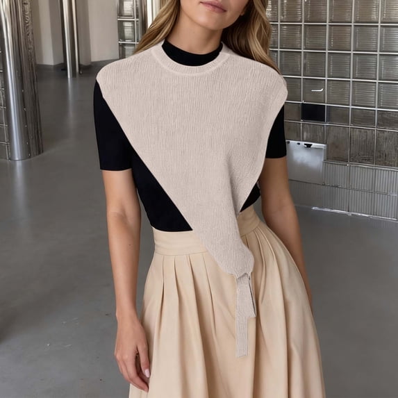 MAIHAN Shawl Wraps for Women,Solid Color Triangle Shawl,Lightweight Knit Shoulder Cape,Small Casual Wrap Top for Dresses and Shirts,Thin Outerwear(Beige)