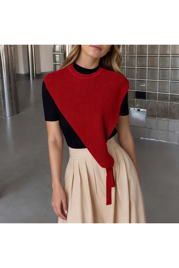 Shawl Wraps for Women,Solid Color Triangle Shawl,Lightweight Knit Shoulder Cape,Small Casual Wrap Top for Dresses and Shirts,Thin Outerwear(Red)