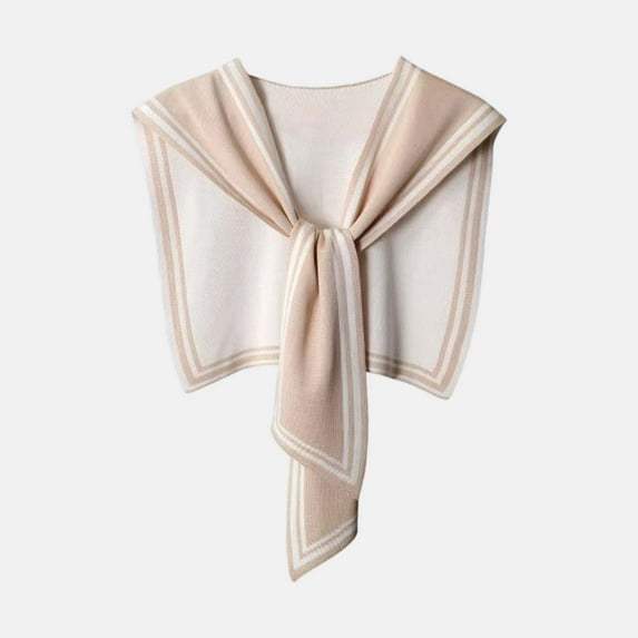 MAIHAN Shawl Wraps for Women,Reversible Navy Stripe Knit Shawl,Double Sided Small Shoulder Cape,Warm and Lightweight Winter Autumn Wrap(Khaki)