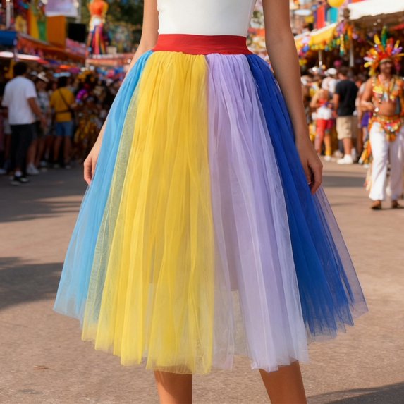 MAIHAN-Skirts for Women Long Colorful Mesh Layered Performance Skirt with Elastic High Waist for Party Gown Elegant Design(MC1)