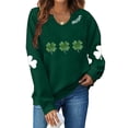 thumbnail image 1 of MAIHAN St Patricks Day Shirt Women Knit Pullover,Festive Shamrock Print Crewneck Long Sleeve Top,Soft Stretch Casual Sweater(#06Green,S), 1 of 3