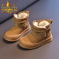 thumbnail image 1 of MAIHAN-TCKids Girls Ankle Boots 1-11 Years, Fleece-Panel Fleece-Lined Thick Non-Slip Snow Boots, Autumn Winter Leather Warm Footwear(Yellow,13), 1 of 8