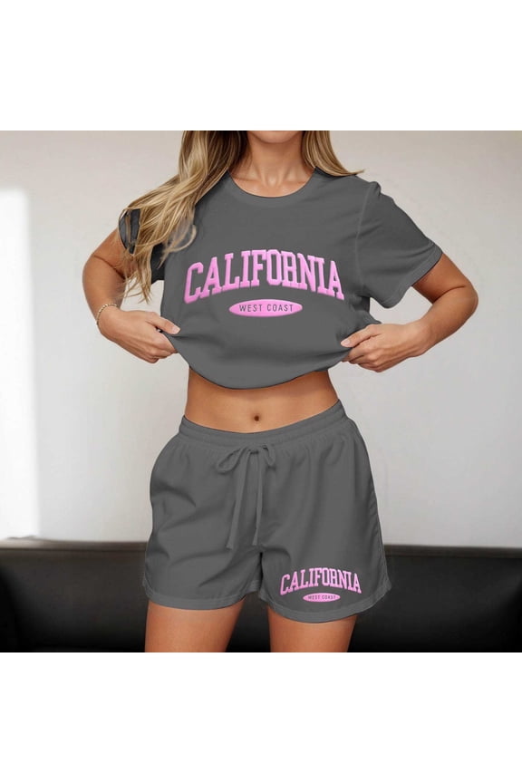 Theme Park Outfits for Women Spring Outfits for Women Short Sleeve Top and Shorts Cute 2 Piece Outfits for Women Plus Size Travel Outfits for Women