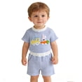thumbnail image 1 of MAIHAN Toddler Baby Boy Easter Outfit Bunny Embroidered Short Sleeve Top and Plaid Shorts Outfit,Holiday Party Wear Summer Casual Clothing(Blue,6_12 Months), 1 of 7