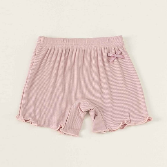MAIHAN-Toddler Girls Ruffle Shorts with Bow | Soft Cotton Casual Sport Shorts for Baby & Kids | Cute Outfit for Summer Play, Photography | Elastic Waist Comfort(Pink,1-2 Years)