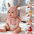 thumbnail image 1 of MAIHAN Toddler Winter Hat Baby Cute Reindeer Hat Knit Hat Scarf And Shawl Winter Warm Cap For Boys And Girls Soft Yarn With Neck Cover,Pink, 1 of 5
