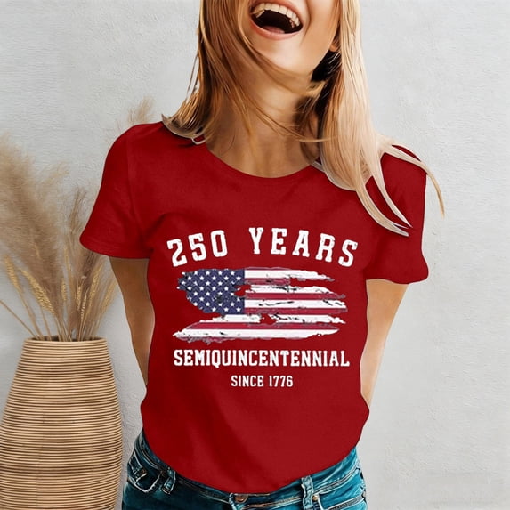 MAIHAN Usa 250th Anniversary T-Shirt Women 4th Of July Shirt 4th Of July Crew Neck T-Shirts Shirt Summer T Shirt Casual Short Sleeve Tee Tops