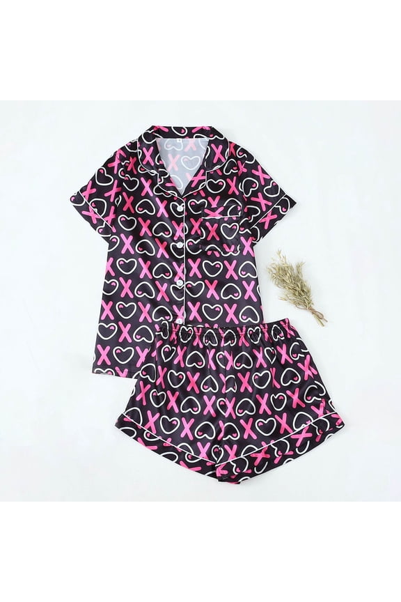 Valentine Pajamas Women,Pink Bow Print Flannel Pajamas Set,Long Sleeve Notch Collar Top and Pants,Soft and Cozy Sleepwear Lounge Wear for Valentine's Day,Gift for Her(Hot Pink,XL)